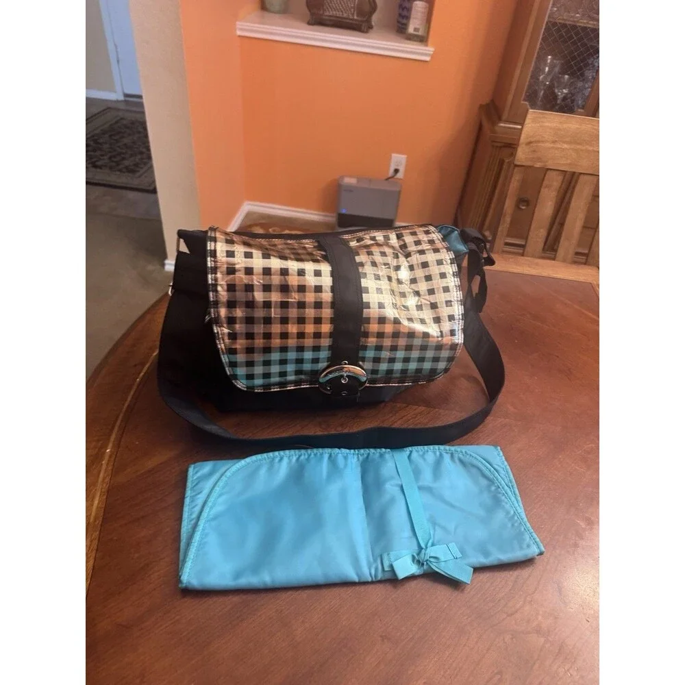 Baby Diaper Bag Kalencom Laminated Buckle Bag Black Gold Changing Pad Bottle Bag